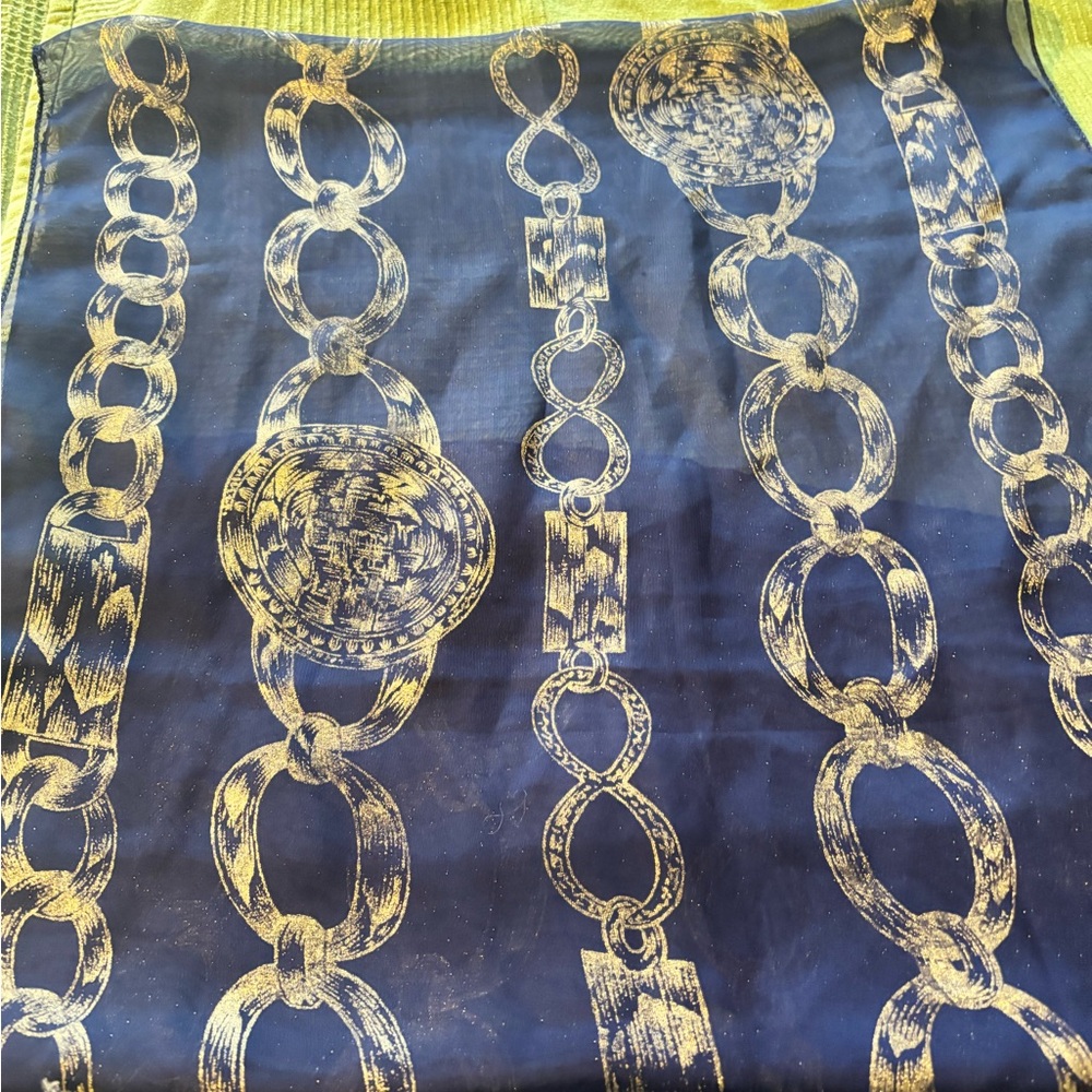 Navy and Gold Chain Print Scarf
